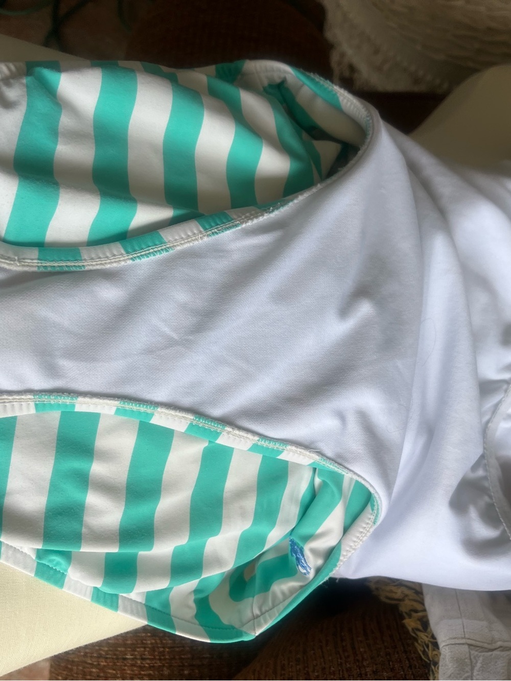 Polo by Ralph Lauren Aqua and White Striped One-Piece Swimsuit - Picture 7 of 9